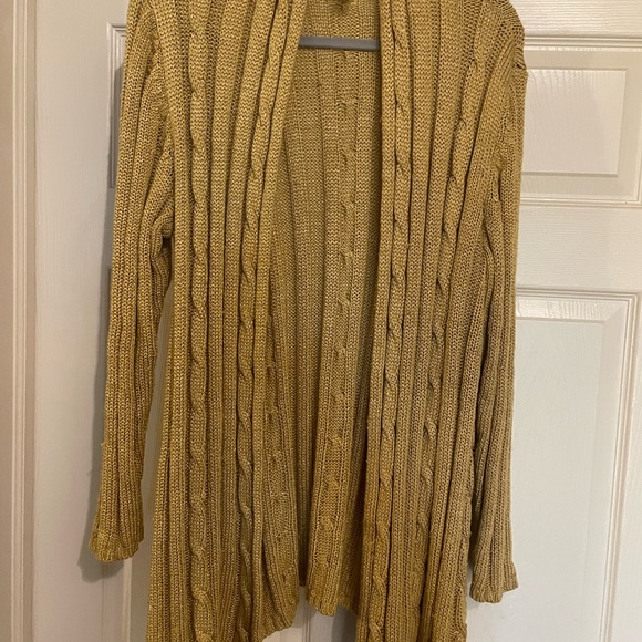 I.N.C. Gold Cable Knit Cardigan Sweater Plus SZ 2X - Picture 2 of 7
